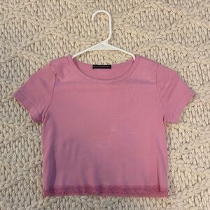 Brandy Melville Pink Lace Bottom Top
